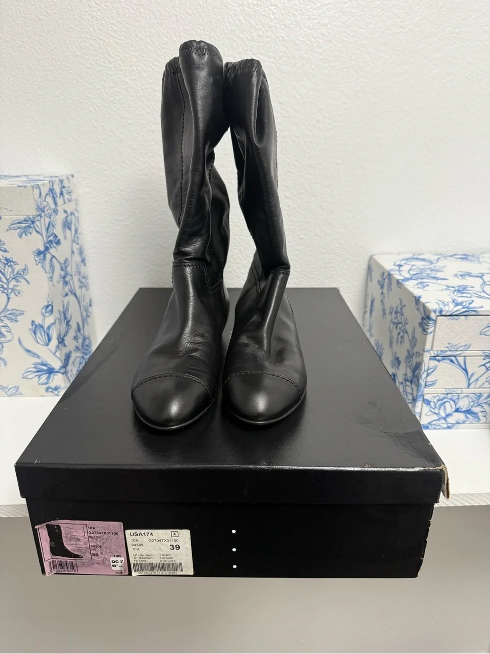 CHANEL Black Leather Boots with CC Logo